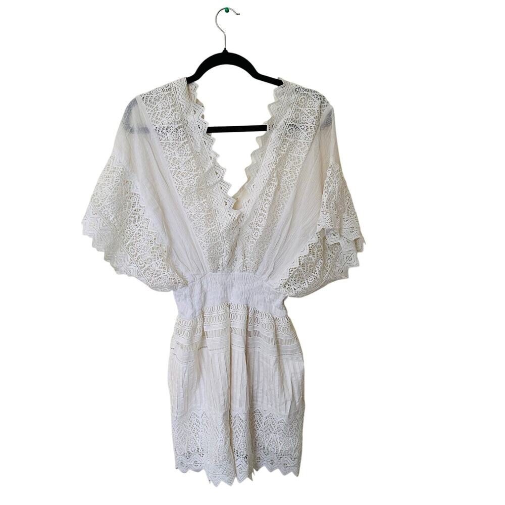 Kas Newyork Embroidered White Dress Sz Extra Small